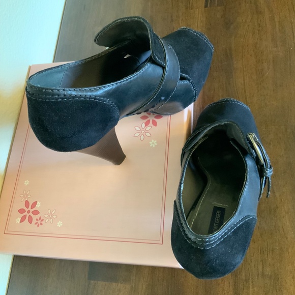 Kurt Geiger Leather & Suede Peep Toe Heels Size 8.5 - Picture 9 of 13